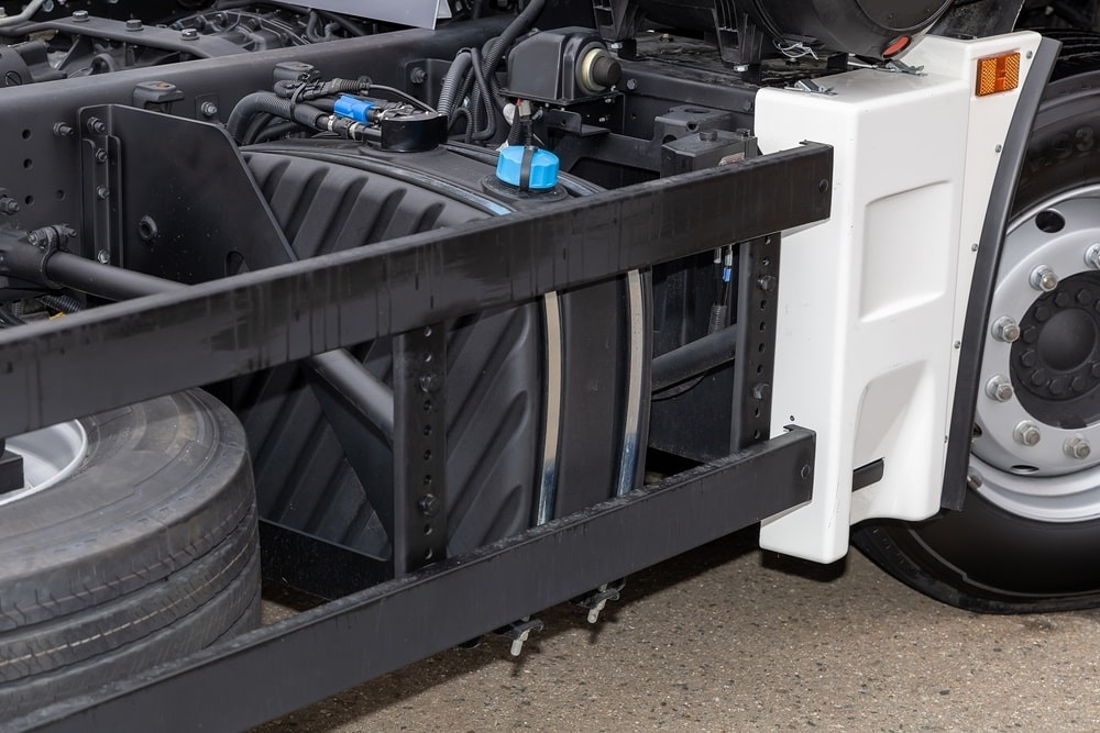 Diagram of a diesel engine illustrating the role of AdBlue in reducing emissions.