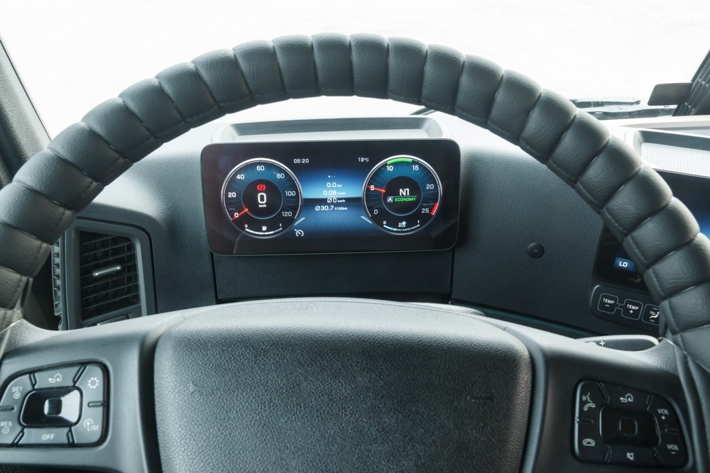 A dashboard warning light indicating low AdBlue levels in a diesel vehicle. 