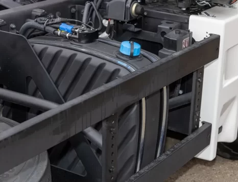 Diesel truck idling with DEF system indicator lights on dashboard