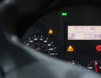Diesel vehicle dashboard showing an AdBlue warning indicator